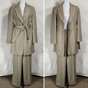 Vintage Levine Longline Blazer Coat Pantsuit Size 12‎ Herringbone 90s Does 70s